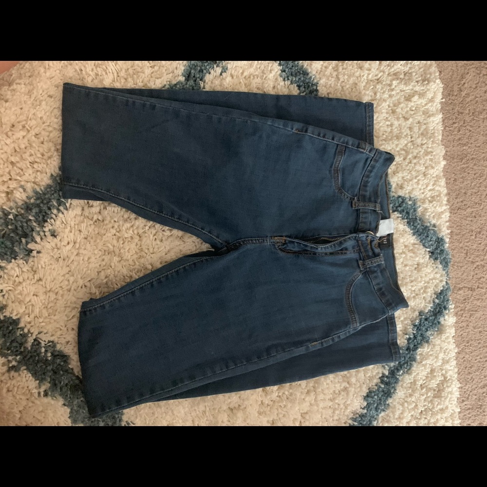 High waisted skinny dark blue jean